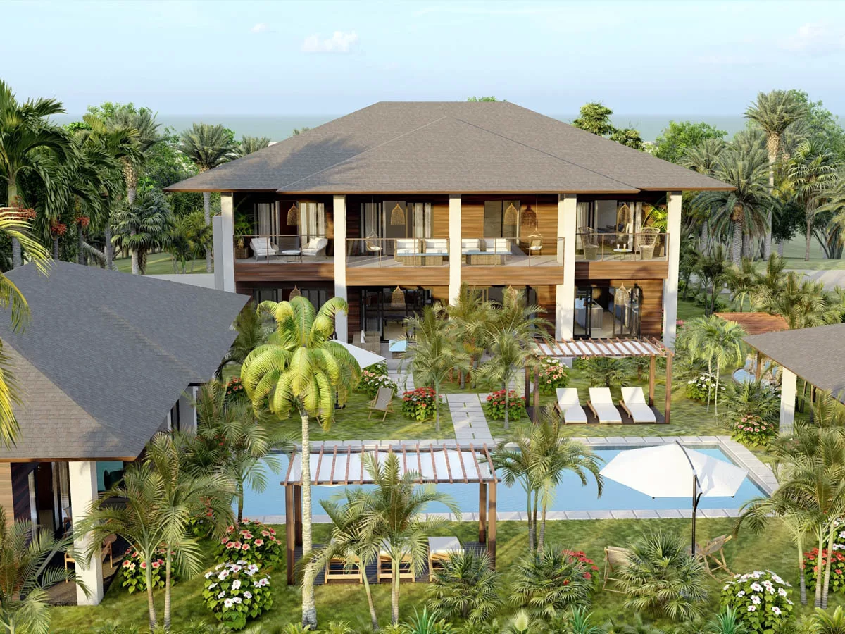 Bali house exterior rendering real estate for sale eleuthera