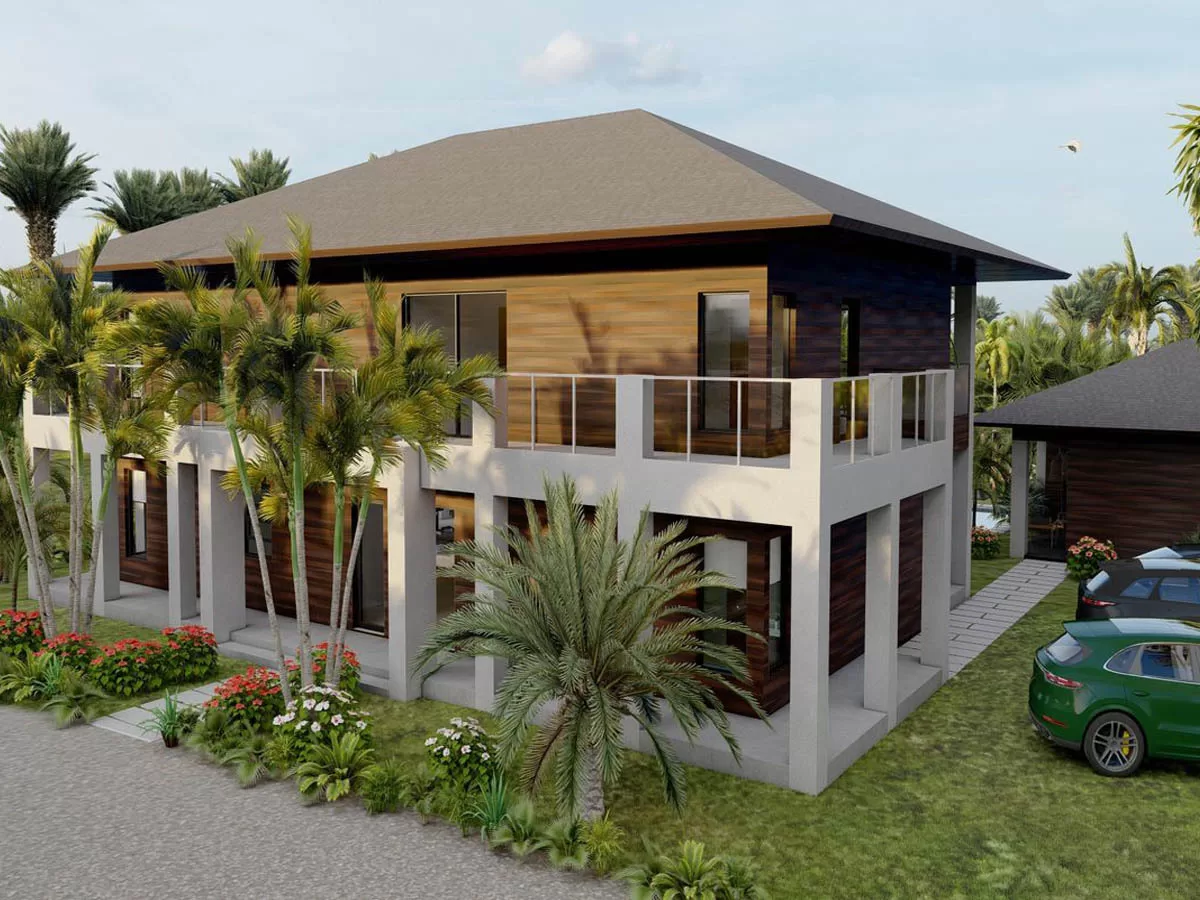 Bali house exterior rendering real estate for sale eleuthera
